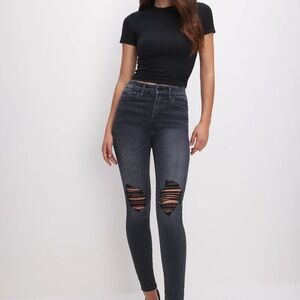 Good American Black jeans with ripped knees - Size 6-12